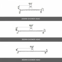 Orla Concealed Shower Valve, 400mm Fixed Head & Slide Rail Kit - 380mm Curved Wall Shower Arm 14 Orla Concealed Shower Valve, 400mm Fixed Head & Slide Rail Kit - 380mm Curved Wall Shower Arm -TAP WAREHOUSE Shop drench melanie shower valve bundle options 1