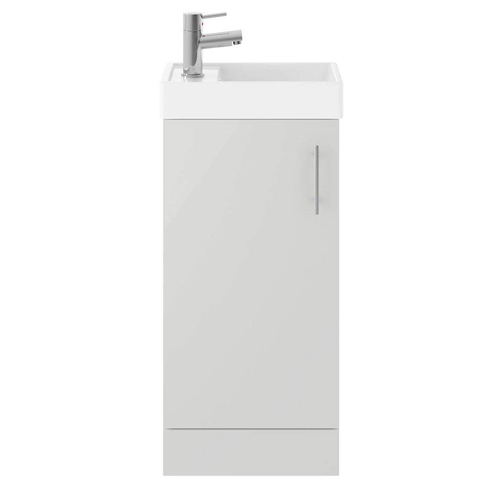 Minnie 400mm Floorstanding Cloakroom Vanity Unit & Basin - Gloss Grey Mist 4 Minnie 400mm Floorstanding Cloakroom Vanity Unit & Basin - Gloss Grey Mist - Image 2