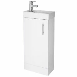 Minnie 400mm Floorstanding Cloakroom Vanity Unit & Basin - Gloss White 11 Minnie 400mm Floorstanding Cloakroom Vanity Unit & Basin - Gloss White -TAP WAREHOUSE Shop drench minnie 400mm floorstanding unit gloss white cutout
