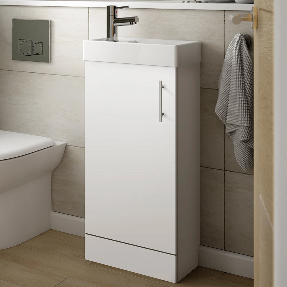 Minnie 400mm Floorstanding Cloakroom Vanity Unit & Basin - Gloss White 4 Minnie 400mm Floorstanding Cloakroom Vanity Unit & Basin - Gloss White - Image 2
