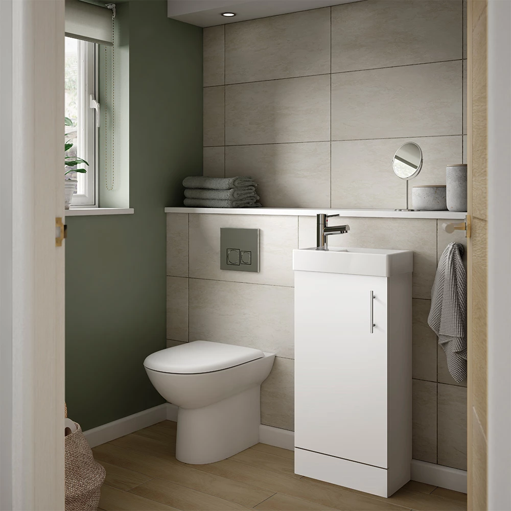 Minnie 400mm Floorstanding Cloakroom Vanity Unit & Basin - Gloss White 8 Minnie 400mm Floorstanding Cloakroom Vanity Unit & Basin - Gloss White - Image 6