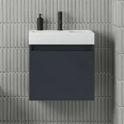 Minnie 500mm Wall Mounted 1 Door Vanity Unit & Polymarble Basin - Electric Blue