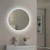 Nicole LED Illuminated Round Slimline Bathroom Mirror With Demister Pad & Colour Change LEDs - 800mm -TAP WAREHOUSE Shop drench nicole led demister mirror 600mm lifestyle