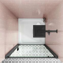 Harbour Primrose 6mm Matt Black Pivot Shower Door - 760mm 13 Harbour Primrose 6mm Matt Black Pivot Shower Door - 760mm -TAP WAREHOUSE Shop drench noir black hinged door square lifestyle2