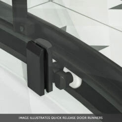 Harbour Primrose 6mm Single Matt Black Sliding Shower Door 1200mm & 800mm Side Panel 20 Harbour Primrose 6mm Single Matt Black Sliding Shower Door 1200mm & 800mm Side Panel -TAP WAREHOUSE Shop drench noir black quadrant door runner3 lifestyle banner