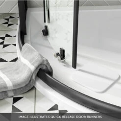 Harbour Primrose 6mm Single Matt Black Sliding Shower Door 1200mm & 800mm Side Panel 22 Harbour Primrose 6mm Single Matt Black Sliding Shower Door 1200mm & 800mm Side Panel -TAP WAREHOUSE Shop drench noir black quadrant door runner5 lifestyle banner