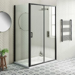 Harbour Primrose 6mm Single Matt Black Sliding Shower Door 1200mm & 800mm Side Panel