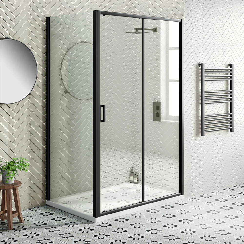 Harbour Primrose 6mm Single Matt Black Sliding Shower Door 1200mm & 800mm Side Panel 3 Harbour Primrose 6mm Single Matt Black Sliding Shower Door 1200mm & 800mm Side Panel