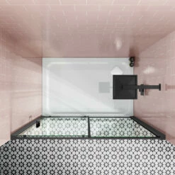 Harbour Primrose 6mm Single Matt Black Sliding Shower Door 1200mm & 800mm Side Panel 17 Harbour Primrose 6mm Single Matt Black Sliding Shower Door 1200mm & 800mm Side Panel -TAP WAREHOUSE Shop drench noir black sliding enclosure lifestyle2