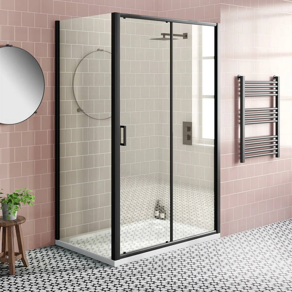 Harbour Primrose 6mm Single Matt Black Sliding Shower Door 1200mm & 800mm Side Panel 8 Harbour Primrose 6mm Single Matt Black Sliding Shower Door 1200mm & 800mm Side Panel - Image 6