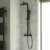 Noir Matt Black Square Exposed Height-Adjustable Rigid Riser Rail Shower System -TAP WAREHOUSE Shop drench noir exposed rigid riser square set lifestyle