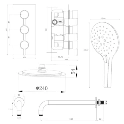 Noir Matt Black Round Concealed Shower System With Fixed Head & Wall Mounted Shower Handset 9 Noir Matt Black Round Concealed Shower System With Fixed Head & Wall Mounted Shower Handset -TAP WAREHOUSE Shop drench noir round concealed shower pack tech