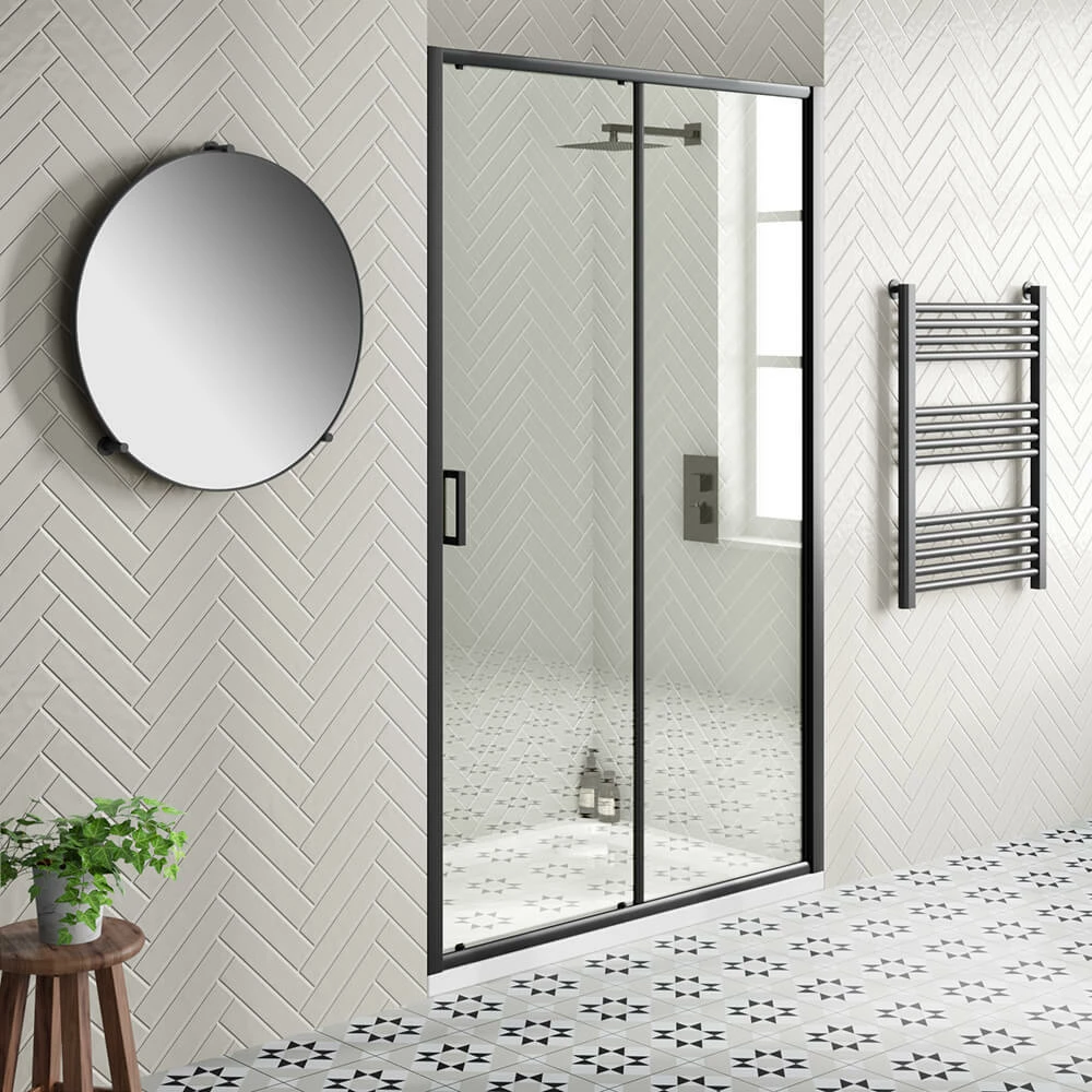Harbour Primrose 6mm Single Matt Black Sliding Shower Door 1200mm & 800mm Side Panel 4 Harbour Primrose 6mm Single Matt Black Sliding Shower Door 1200mm & 800mm Side Panel - Image 2