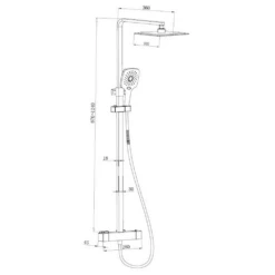 Noir Matt Black Square Exposed Height-Adjustable Rigid Riser Rail Shower System -TAP WAREHOUSE Shop drench noir square exposed rigid riser set tech