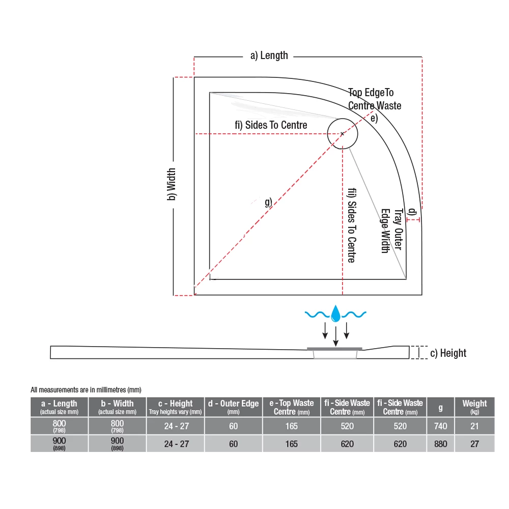 Drench 25mm Wafer Thin Luxury Stone Quadrant Shower Tray - 900x900 6 Drench 25mm Wafer Thin Luxury Stone Quadrant Shower Tray - 900x900 - Image 4