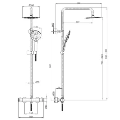 Drench Round Telescopic WRAS-Approved Thermostatic Rigid Riser Shower Set With Slim Head 9 Drench Round Telescopic WRAS-Approved Thermostatic Rigid Riser Shower Set With Slim Head -TAP WAREHOUSE Shop drench round telescopic rigid riser slim head set tech 1