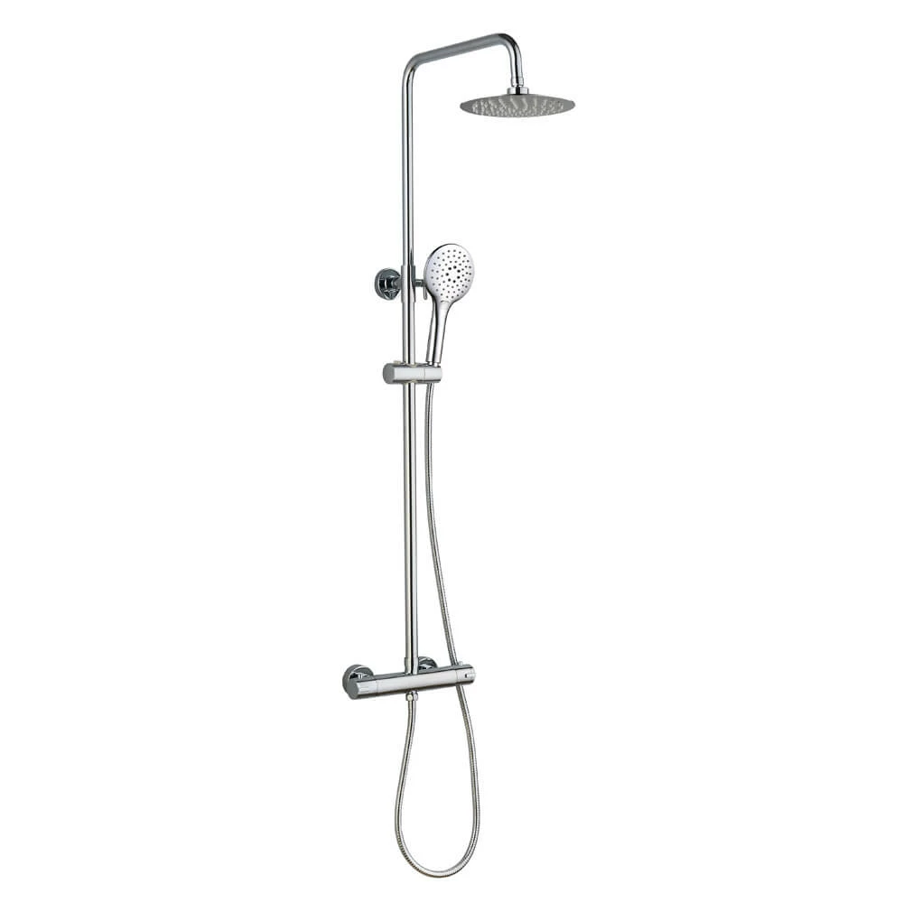Drench Round Telescopic WRAS-Approved Thermostatic Rigid Riser Shower Set With Slim Head 4 Drench Round Telescopic WRAS-Approved Thermostatic Rigid Riser Shower Set With Slim Head - Image 2