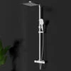 Drench Square Telescopic WRAS-Approved Thermostatic Rigid Riser Shower Set With Slim Head 2 Drench Square Telescopic WRAS-Approved Thermostatic Rigid Riser Shower Set With Slim Head -TAP WAREHOUSE Shop drench square telescopic exposed shower set lifestyle