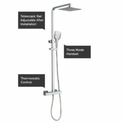 Drench Square Telescopic WRAS-Approved Thermostatic Rigid Riser Shower Set With Slim Head 8 Drench Square Telescopic WRAS-Approved Thermostatic Rigid Riser Shower Set With Slim Head -TAP WAREHOUSE Shop drench square telescopic thermostatic shower riser callouts