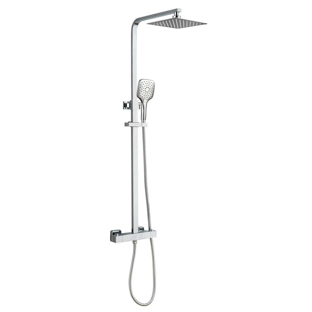 Drench Square Telescopic WRAS-Approved Thermostatic Rigid Riser Shower Set With Slim Head 4 Drench Square Telescopic WRAS-Approved Thermostatic Rigid Riser Shower Set With Slim Head - Image 2
