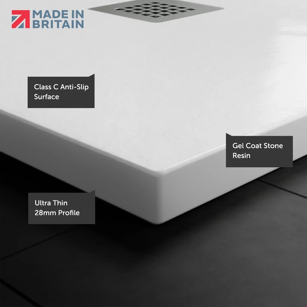 Drench Naturals White Thin Slate-Effect Square Shower Tray - 900 X 900mm 4 Drench Naturals White Thin Slate-Effect Square Shower Tray - 900 X 900mm - Image 2