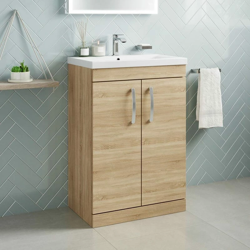 Emily 1100mm Bathroom Toilet & Sink Unit - Natural Oak - Harbour Clarity 525mm Toilet & Seat - Basin A - 40mm Height - Concealed Cistern 4 Emily 1100mm Bathroom Toilet & Sink Unit - Natural Oak - Harbour Clarity 525mm Toilet & Seat - Basin A - 40mm Height - Concealed Cistern - Image 2
