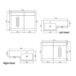 Dylan 1100mm Combination Right Hand Basin & Toilet Unit - Blue 27 Dylan 1100mm Combination Right Hand Basin & Toilet Unit - Blue -TAP WAREHOUSE Shop dylan 1100 combination unit left basin tech drawing 2