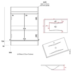 Dylan 600mm Floorstanding Vanity Unit & Basin - Blue 33 Dylan 600mm Floorstanding Vanity Unit & Basin - Blue -TAP WAREHOUSE Shop dylan 600 vanity unit basin tech drawing