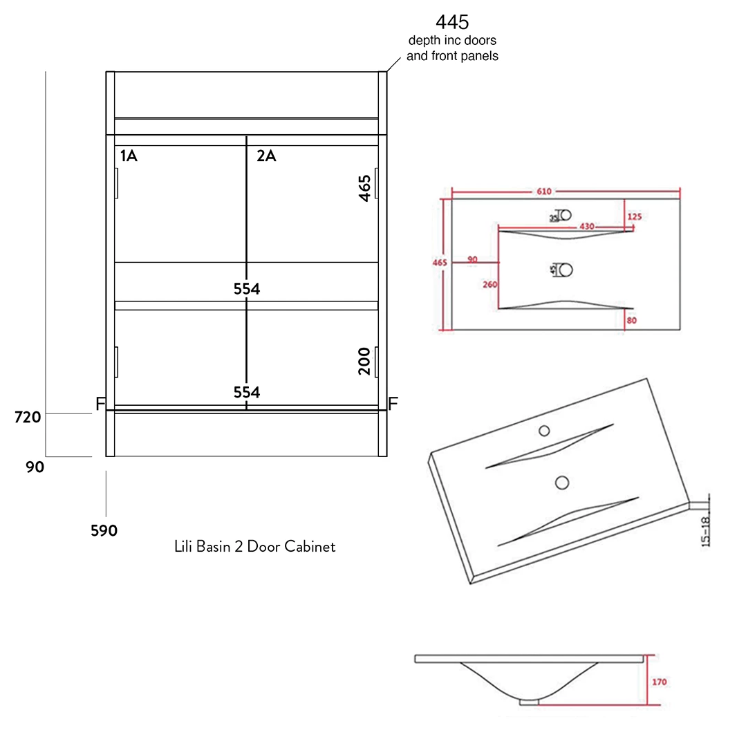 Dylan 600mm Floorstanding Vanity Unit & Basin - Blue 18 Dylan 600mm Floorstanding Vanity Unit & Basin - Blue - Image 16