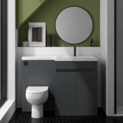 Dylan 1100mm Combination Left Hand Basin & Toilet Unit - Anthracite - Harbour Serenity Toilet, Slim Seat & Concealed Cistern