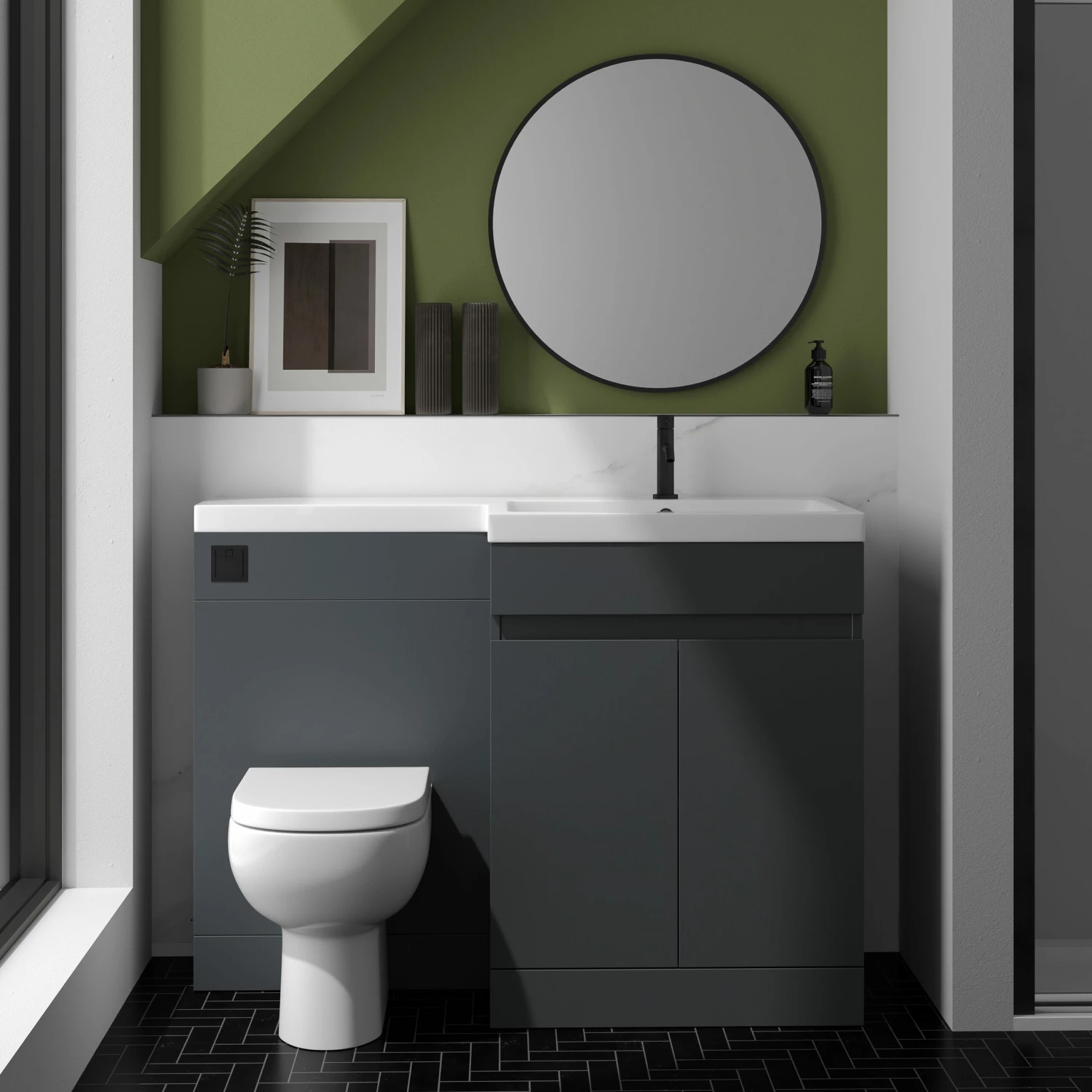 Dylan 1100mm Combination Left Hand Basin & Toilet Unit - Anthracite - Harbour Serenity Toilet, Slim Seat & Concealed Cistern 3 Dylan 1100mm Combination Left Hand Basin & Toilet Unit - Anthracite - Harbour Serenity Toilet, Slim Seat & Concealed Cistern
