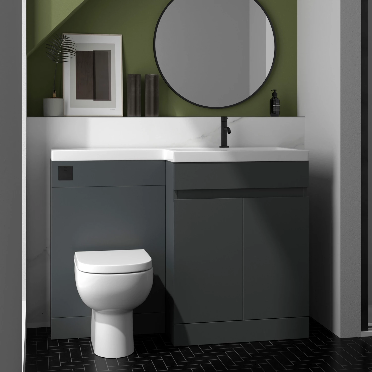 Dylan 1100mm Combination Left Hand Basin & Toilet Unit - Anthracite - Harbour Serenity Toilet, Slim Seat & Concealed Cistern 7 Dylan 1100mm Combination Left Hand Basin & Toilet Unit - Anthracite - Harbour Serenity Toilet, Slim Seat & Concealed Cistern - Image 5