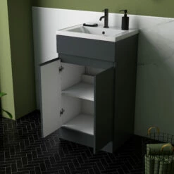 Dylan 500mm Floorstanding Vanity Unit & Basin - Anthracite 17 Dylan 500mm Floorstanding Vanity Unit & Basin - Anthracite -TAP WAREHOUSE Shop dylan anthracite 500 vanity unit lifestyle3