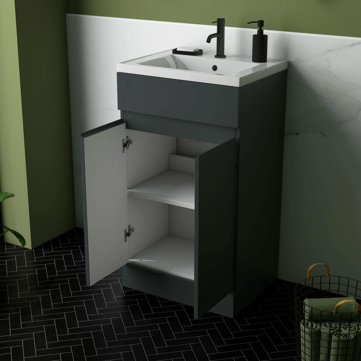 Dylan 500mm Floorstanding Vanity Unit & Basin - Anthracite 7 Dylan 500mm Floorstanding Vanity Unit & Basin - Anthracite - Image 5