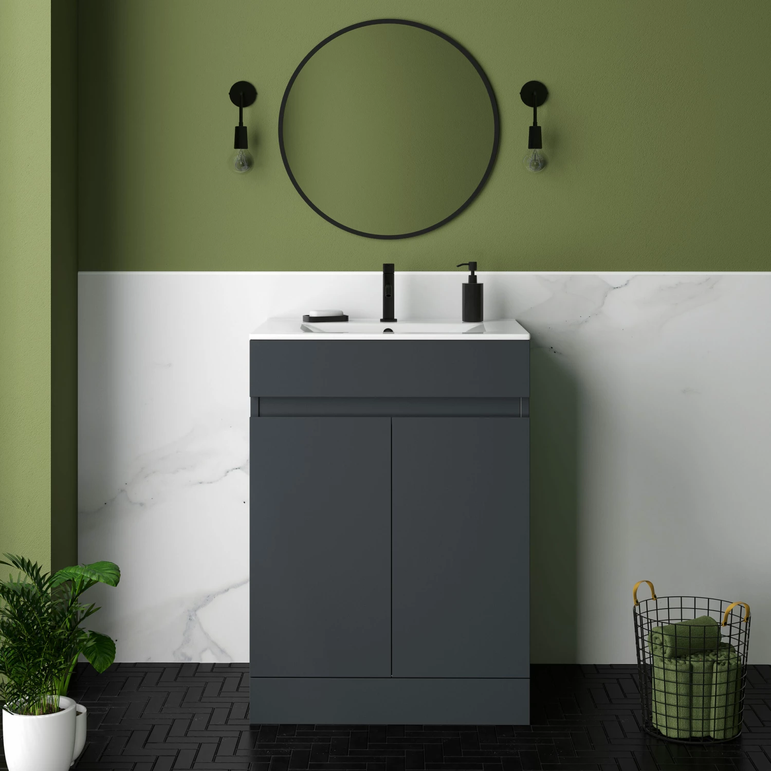 Dylan 600mm Floorstanding Vanity Unit & Basin - Blue 7 Dylan 600mm Floorstanding Vanity Unit & Basin - Blue - Image 5