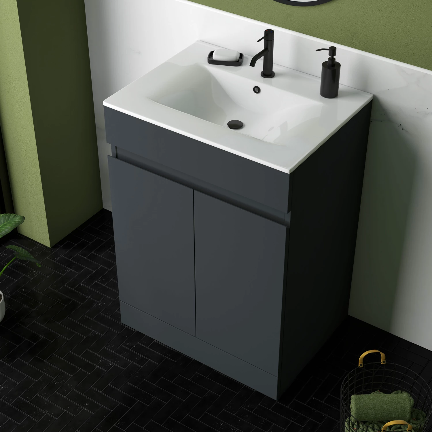 Dylan 600mm Floorstanding Vanity Unit & Basin - Blue 10 Dylan 600mm Floorstanding Vanity Unit & Basin - Blue - Image 8