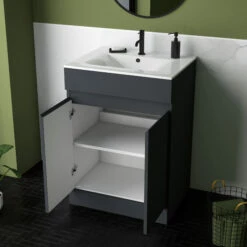 Dylan 600mm Floorstanding Vanity Unit & Basin - Blue 28 Dylan 600mm Floorstanding Vanity Unit & Basin - Blue -TAP WAREHOUSE Shop dylan anthracite 600 vanity unit lifestyle3
