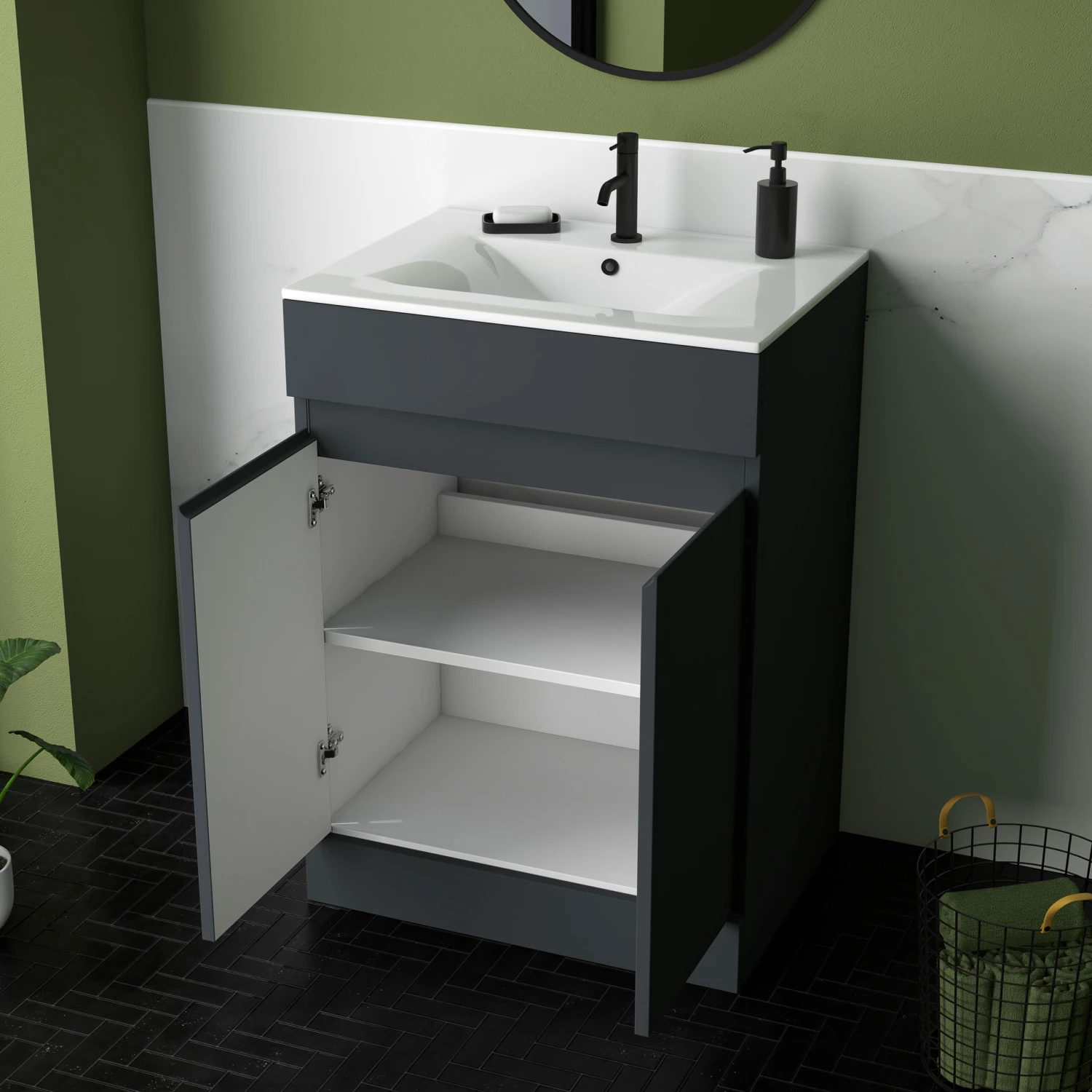 Dylan 600mm Floorstanding Vanity Unit & Basin - Blue 13 Dylan 600mm Floorstanding Vanity Unit & Basin - Blue - Image 11