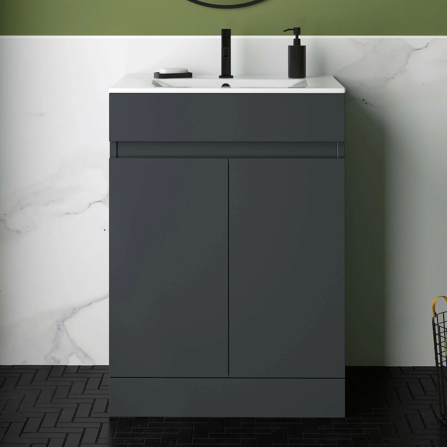 Dylan 600mm Floorstanding Vanity Unit & Basin - Blue 4 Dylan 600mm Floorstanding Vanity Unit & Basin - Blue - Image 2