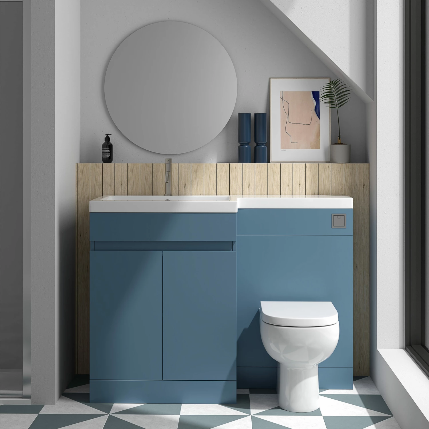Dylan 1100mm Combination Right Hand Basin & Toilet Unit - Blue 4 Dylan 1100mm Combination Right Hand Basin & Toilet Unit - Blue - Image 2