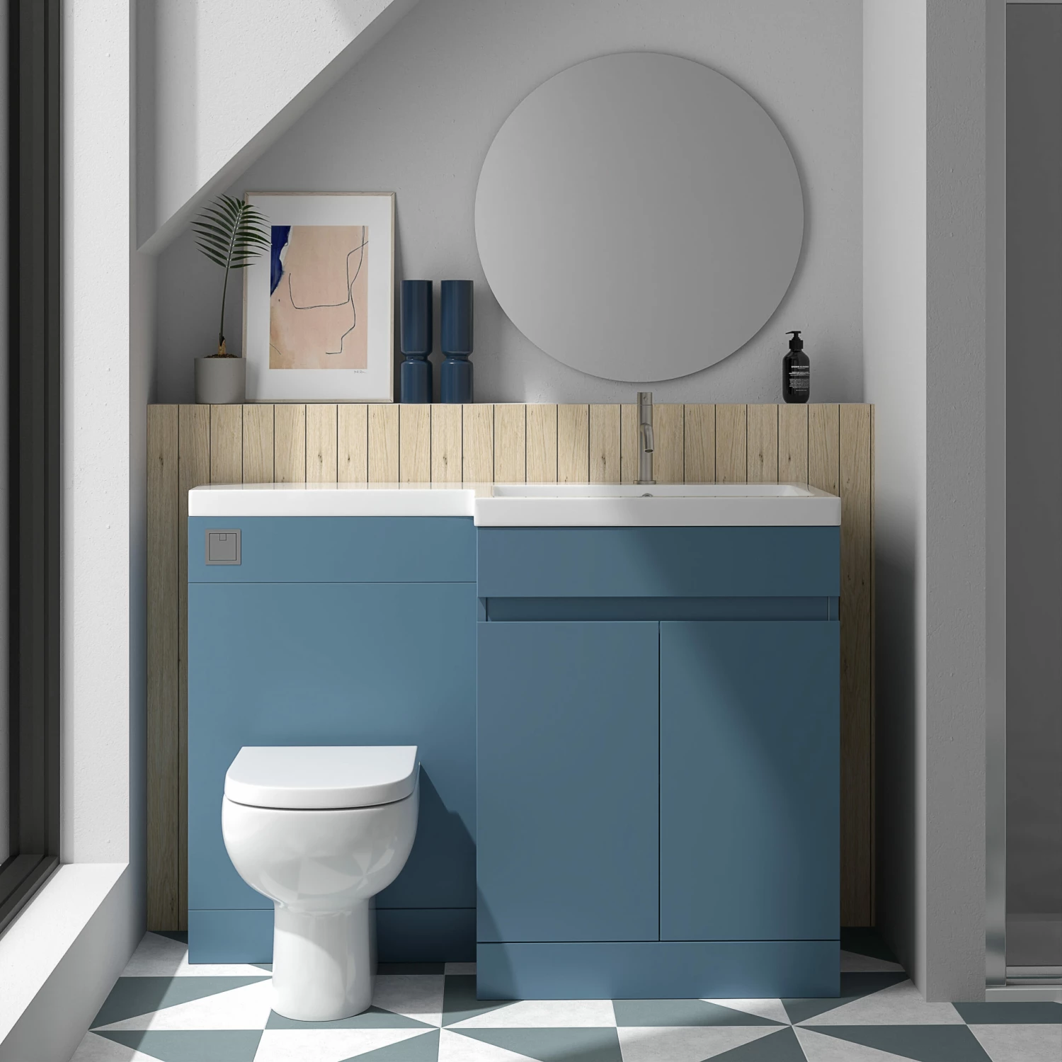 Dylan 1100mm Combination Right Hand Basin & Toilet Unit - Blue 3 Dylan 1100mm Combination Right Hand Basin & Toilet Unit - Blue