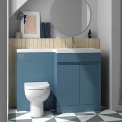 Dylan 1100mm Combination Right Hand Basin & Toilet Unit - Blue 19 Dylan 1100mm Combination Right Hand Basin & Toilet Unit - Blue -TAP WAREHOUSE Shop dylan blue 1100 combi unit right lifestyle2