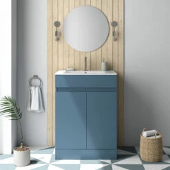 Dylan 600mm Floorstanding Vanity Unit & Basin - Blue 21 Dylan 600mm Floorstanding Vanity Unit & Basin - Blue -TAP WAREHOUSE Shop dylan blue 600 vanity unit lifestyle1