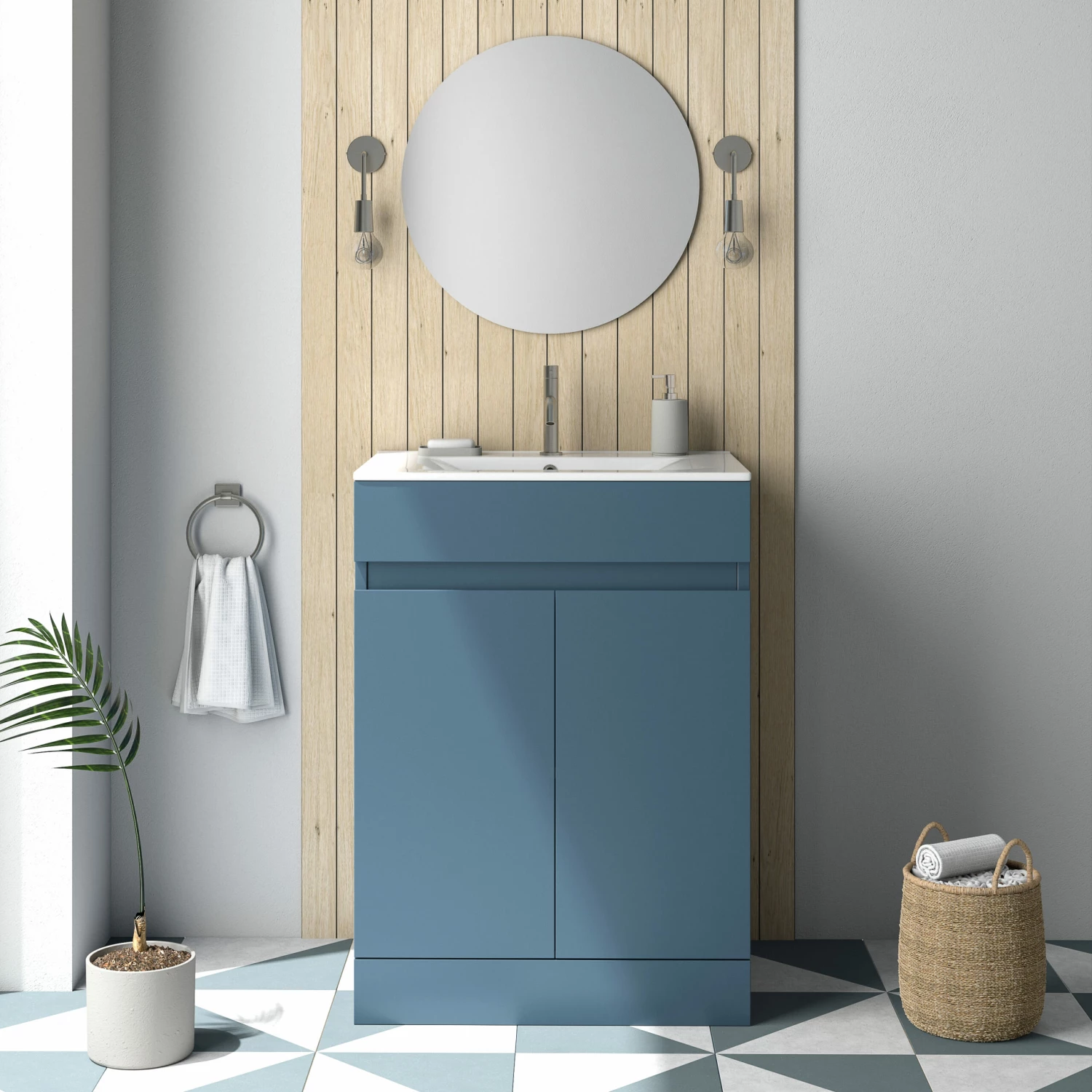 Dylan 600mm Floorstanding Vanity Unit & Basin - Blue 6 Dylan 600mm Floorstanding Vanity Unit & Basin - Blue - Image 4