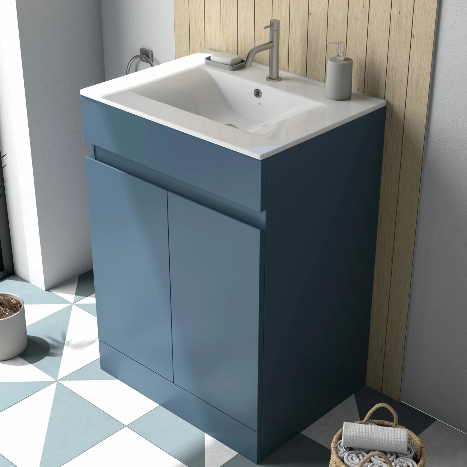 Dylan 600mm Floorstanding Vanity Unit & Basin - Blue 9 Dylan 600mm Floorstanding Vanity Unit & Basin - Blue - Image 7