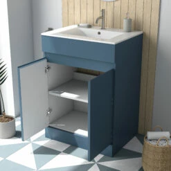 Dylan 600mm Floorstanding Vanity Unit & Basin - Blue 27 Dylan 600mm Floorstanding Vanity Unit & Basin - Blue -TAP WAREHOUSE Shop dylan blue 600 vanity unit lifestyle3