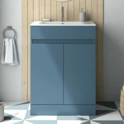 Dylan 600mm Floorstanding Vanity Unit & Basin - Blue