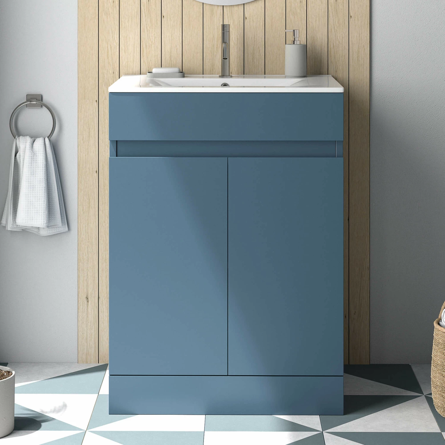 Dylan 600mm Floorstanding Vanity Unit & Basin - Blue 3 Dylan 600mm Floorstanding Vanity Unit & Basin - Blue