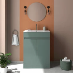 Dylan 600mm Floorstanding Vanity Unit & Basin - Blue 23 Dylan 600mm Floorstanding Vanity Unit & Basin - Blue -TAP WAREHOUSE Shop dylan green 600 vanity unit lifestyle1