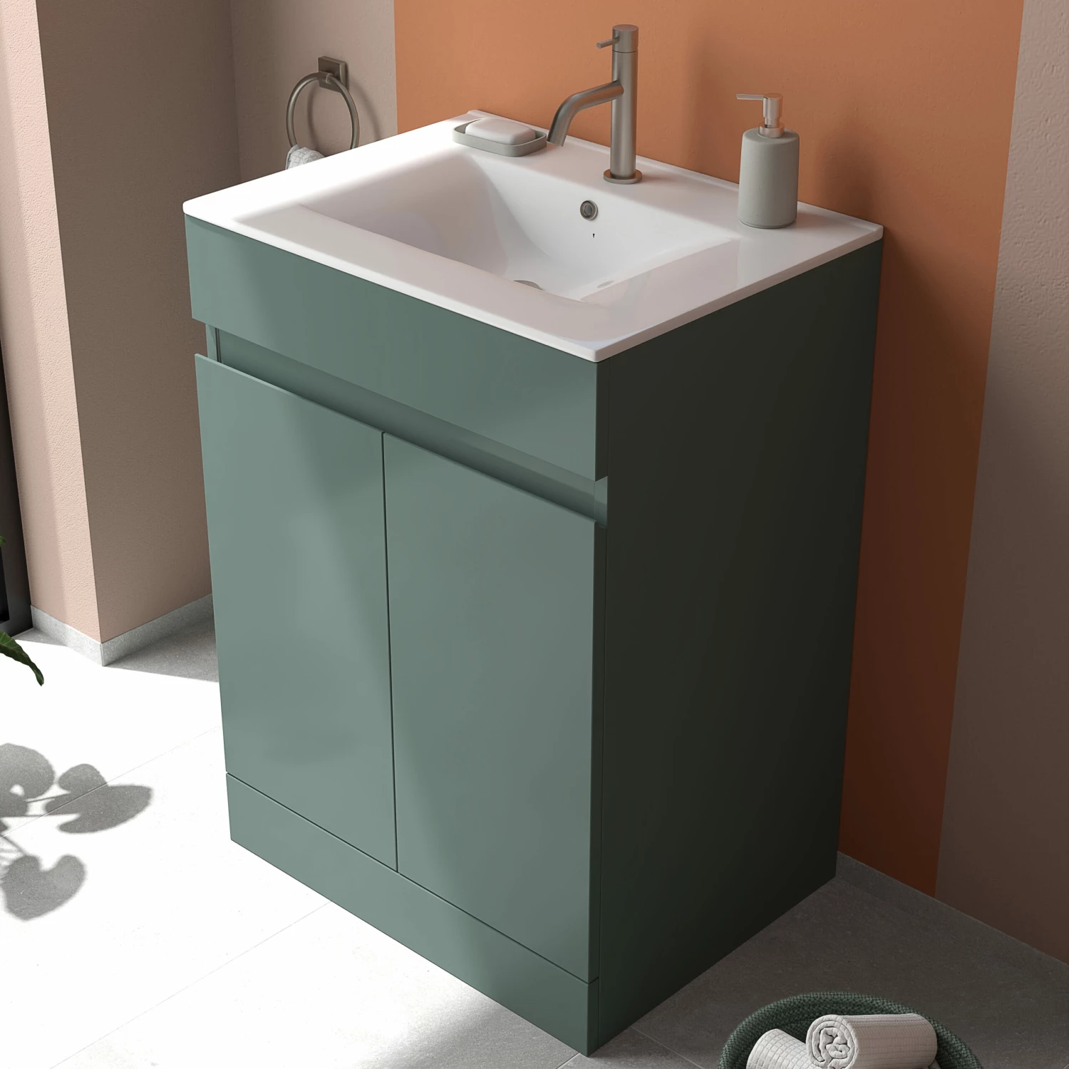 Dylan 600mm Floorstanding Vanity Unit & Basin - Blue 11 Dylan 600mm Floorstanding Vanity Unit & Basin - Blue - Image 9
